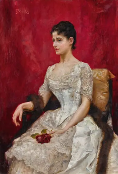 Lady in white av Julius Leblanc Stewart