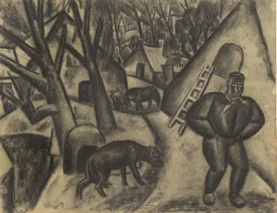 Bonde med hund av Leo Gestel