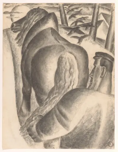 Bonde med plog av Leo Gestel