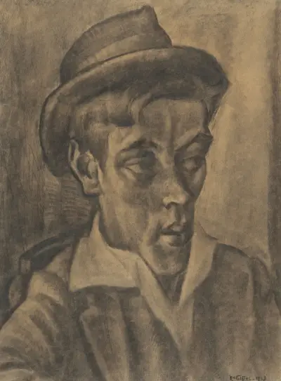Byst av man med hatt av Leo Gestel