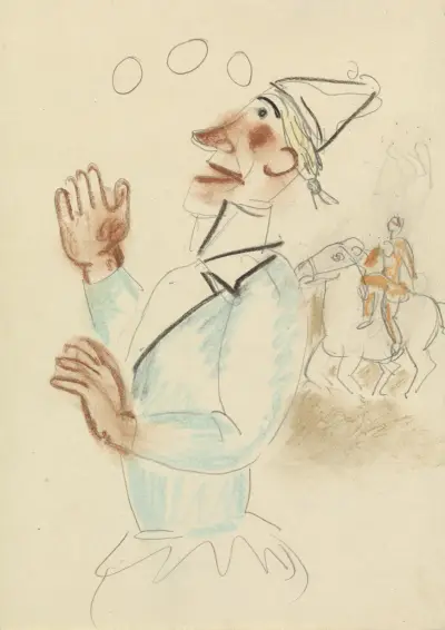 Clown på en häst av Leo Gestel