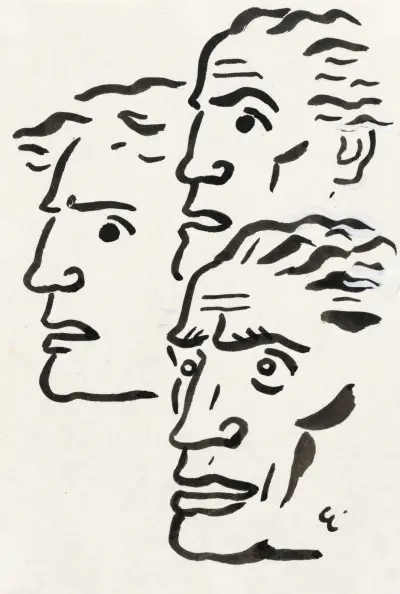 Tre manshuvuden av Leo Gestel