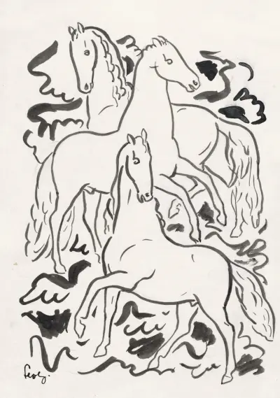 Tre hästar av Leo Gestel