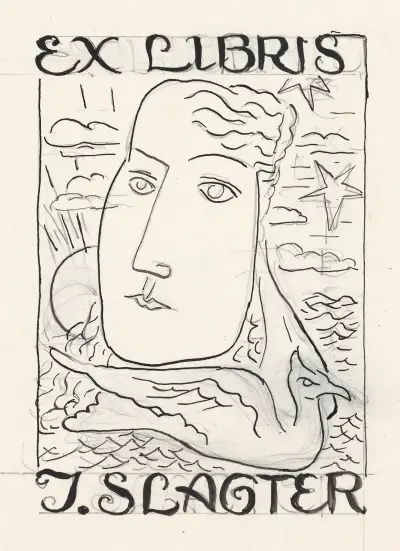 Ex libris voor J. Slagter (ontwerp) av Leo Gestel