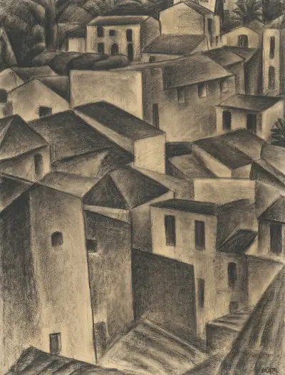 Vy i en italiensk by av Leo Gestel