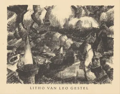 Kullandskap med bondgårdar av Leo Gestel