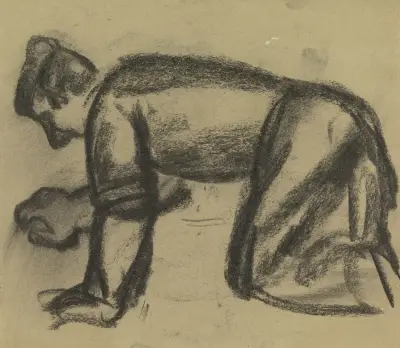 Knäböjande man av Leo Gestel