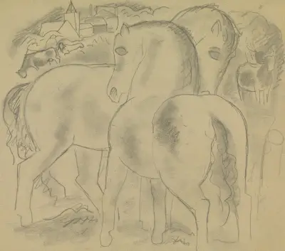 Landschap met paarden von Leo Gestel