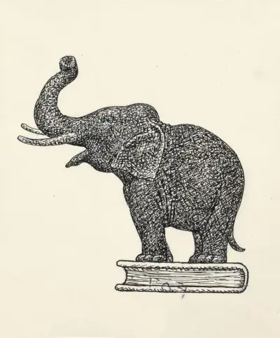Elefant auf Buch von Leo Gestel