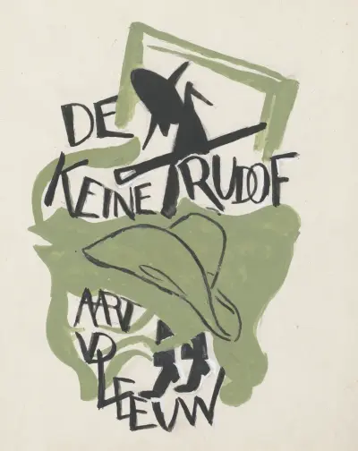 Design för bokband till De Kleine Rudolf av Aart van der Leeuw av Leo Gestel