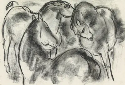 Szkic trzech koni, 1891, Leo Gestel