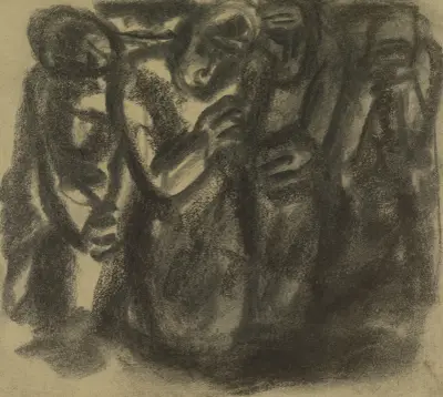 Skiss av en grupp människor 2 av Leo Gestel