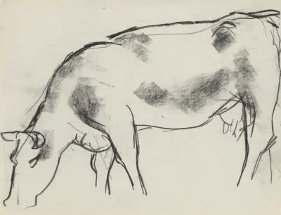 Skiss av en ko av Leo Gestel