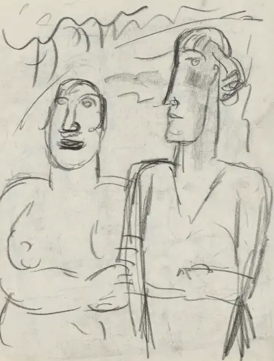 Skiss av en man och en kvinna av Leo Gestel