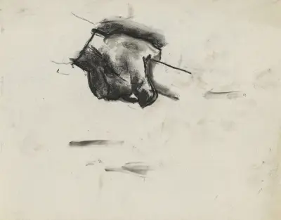 Skissblad med handstudie av Leo Gestel