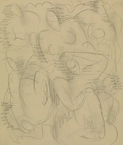 Skissblad med klotter av Leo Gestel
