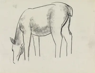 Skissblad med häststudie av Leo Gestel
