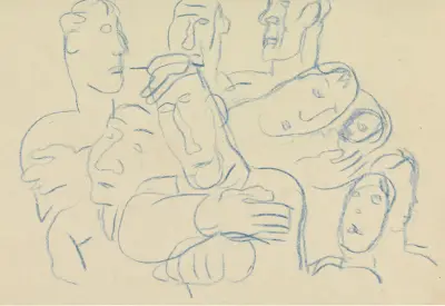Schetsblad met studie van een groep mensen av Leo Gestel