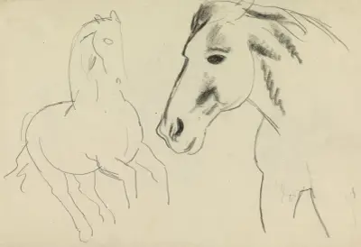 Arkusz szkiców ze studiami koni, Leo Gestel
