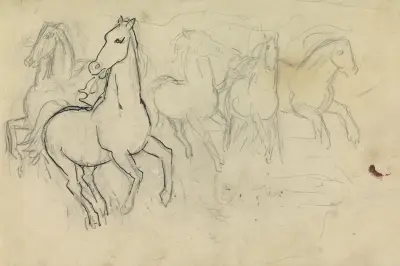 Arkusz szkiców z studiami koni, Leo Gestel