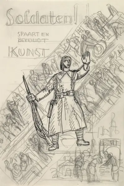 Soldaten ! spaart en beveiligt kunst av Leo Gestel