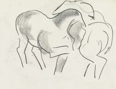 Studieblad med hästar av Leo Gestel