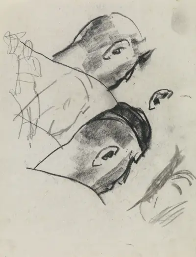Studieblad med skiss av en man av Leo Gestel