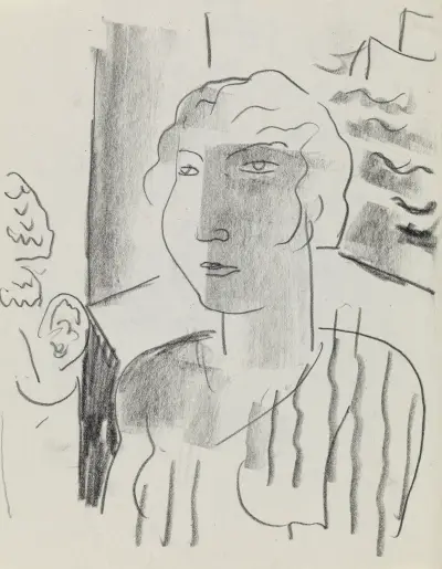Studieblad med skiss av en kvinna av Leo Gestel
