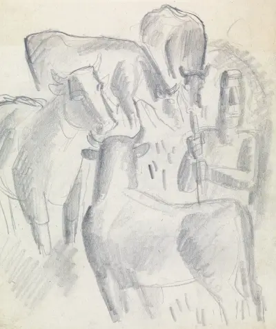 Vier koeien en een boer av Leo Gestel