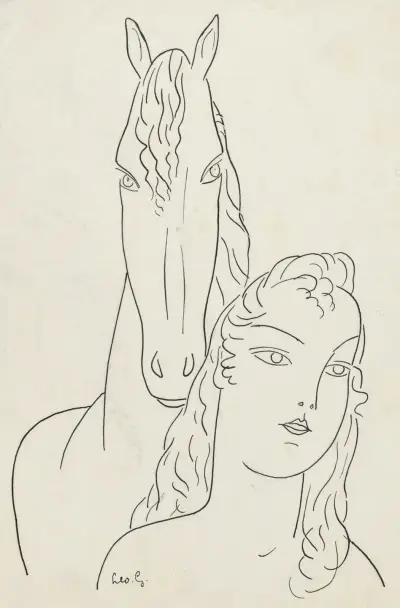 Kvinna med häst av Leo Gestel