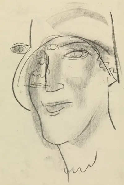Kvinnohuvud av Leo Gestel