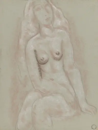 Sittande kvinnlig naken av Leo Gestel