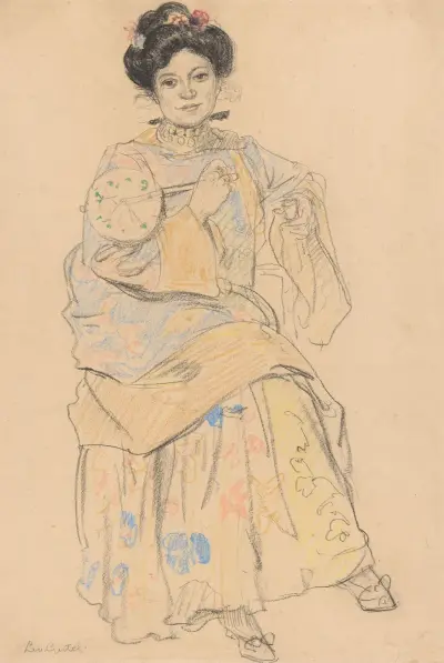 Sittande kvinna à la japonaise av Leo Gestel