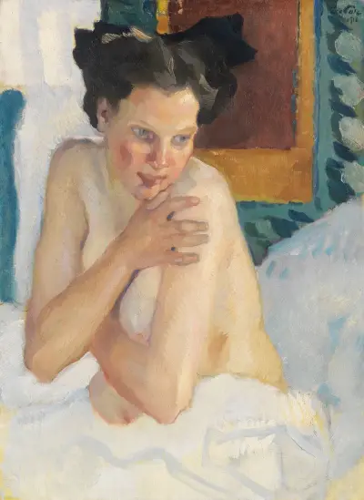 Erwachen (Sitzender Halbakt) av Leo Putz