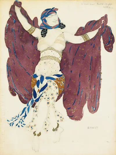 Kostymdesign för en syrisk dansare i Cleopatra av Léon Bakst