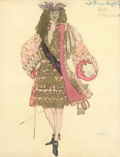 Kostymdesign för akt II av Le Prince Anglais av Léon Bakst