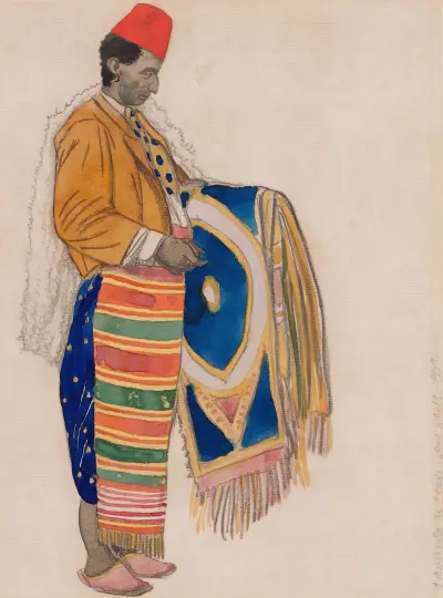 Costume design for ‘Aladin ou la Lampe Merveilleuse’; Le Marchand de tapis av Léon Bakst