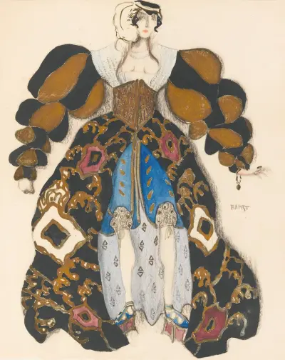 Kostümentwurf für Potiphars Frau in Die Legende von Josef – Nr. 1 von Léon Bakst