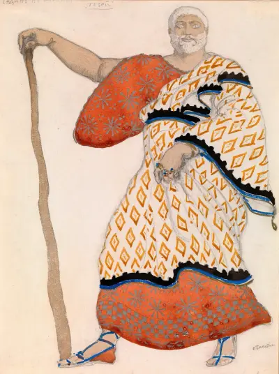Kostymdesign för Theseus i 'Oidipus i Kolonos' av Léon Bakst