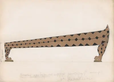 Design för en dagbädd, använd av Ida Rubinstein under repetitionerna av Cleopatra av Léon Bakst