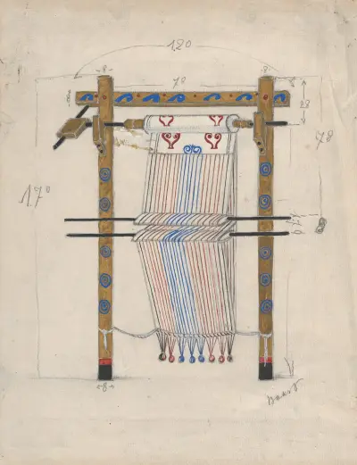 Design for a Loom, possibly for the Ballet ‘Helen of Sparta’ av Léon Bakst