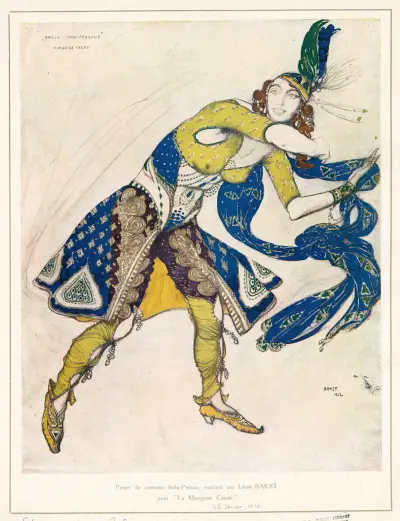 Projet de costume Indo-Persan, exécuté par Léon Bakst pour ‘La Marquise Casati’ av Léon Bakst