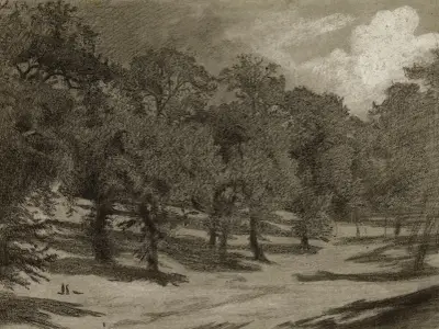 Paysage – orée d’un bois av Léon Bonnat