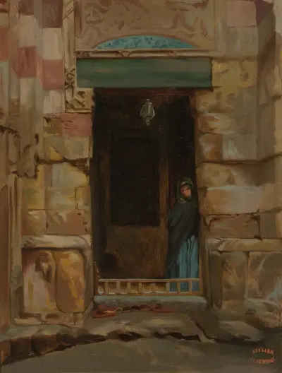 Arabisk kvinna i dörröppning av Jean-Léon Gérôme