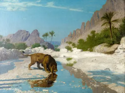 Lejon i öknen av Jean-Léon Gérôme