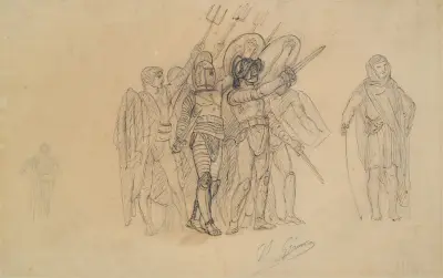 Förstudie till 'Ave Caesar, Morituri te Salutant' (He Caesar! Vi som ska dö hälsar dig) av Jean-Léon Gérôme