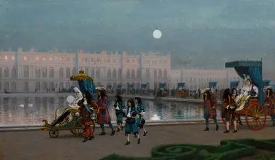 Promenad i Versailles trädgårdar av Jean-Léon Gérôme