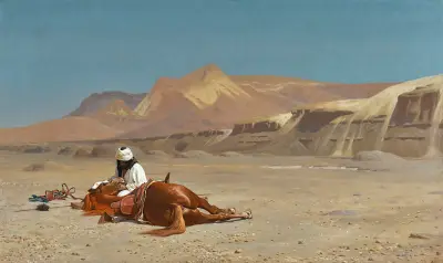 Rider and His Steed In The Desert von Jean-Léon Gérôme