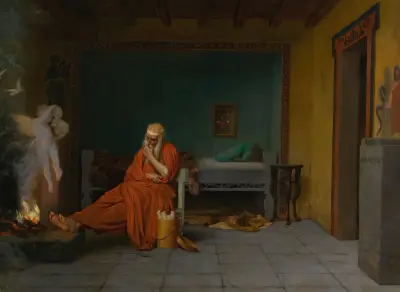 The Poet Dreams of Cupid by the Fire von Jean-Léon Gérôme