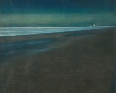 Strandvy om natten av Léon Spilliaert
